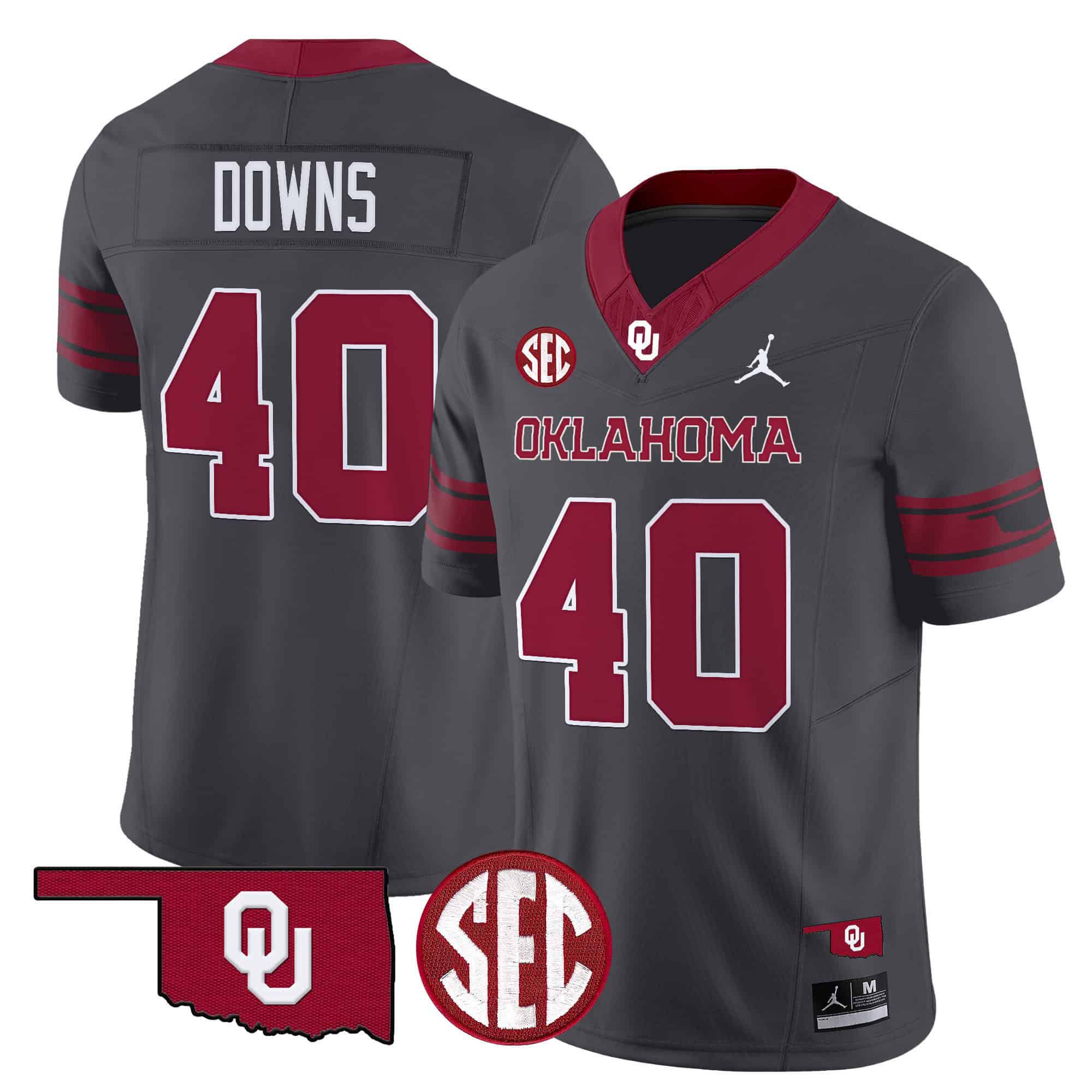 Men Oklahoma Sooners #40 Downs Grey 2024 Vapor Limited NCAA Jersey->ncaa teams->NCAA Jersey